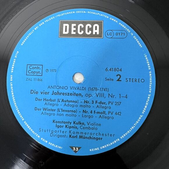 Antonio Vivaldi Vinyl Record German Version - Picture 5 of 5